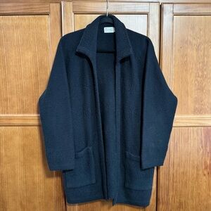 Vintage Rosalee Originals Black Open Front Cardigan Coatigan women MED/LRG